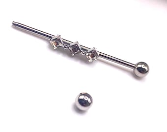 Scaffold Bar 40mm Jewellery Piercing Ear Barbell industrial diatonte Bling Cute