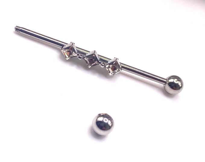 Scaffold Bar 40mm Jewellery Piercing Ear Barbell industrial diatonte Bling Cute