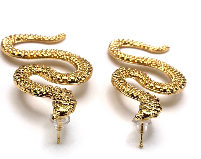 Gold Snake Dangle Earrings Pair Gift Womens Jewellery Dangle Metal