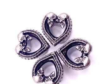 Surgical Steel 316l Snake Heart Ear Tunnel Plug Gauge Statement Gothic Punk Halloween Silver Stretch Earring Jewellery