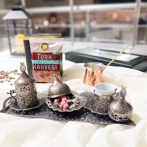 Turkish coffee set,handmade coffee serving set, coffee gift with tray,espresso set, unique home decor, ottoman coffee set, housewarming gift