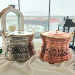 Copper bakrac pot, 5 LT handmade pure copper pot, traditional home and kitchen decor, yogurt makers box, copper yogurt cookware,gift for mom