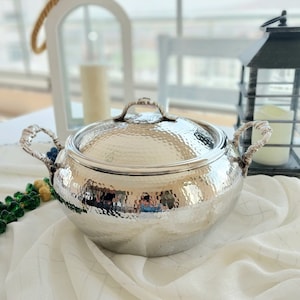 Handmade pure copper cookware,modern copper pot,thick double brass pot with lid and handle, cooking utensils, thanksgiving dinner,home decor