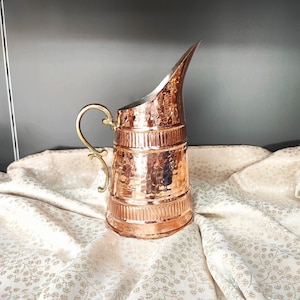 Handcrafted copper pitcher,copper water dispenser,drinking pitcher, authentic wine service, pure copper jug, new home gift, anniversary gift