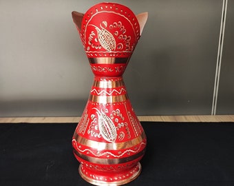 トルコ 銅製 花瓶 手作り 手作りの銅製花瓶、伝統的なデザインの銅製花瓶、トルコの銅製の家庭
