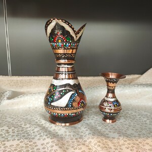 Handmade engraved copper vase set,copper home decor,vase for flowers,table centerpiece,wedding favors,anniversary gift,unique oriental decor