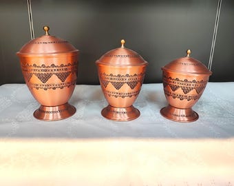 Copper jar,handmade copper canister,sugar coffee and tea canister,seasoning container, kitchen decor, hammered copper box, anniversary gifts