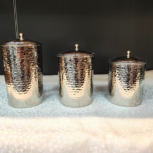 Hand hammered copper kitchen canisters,spice jars set of 3,copper container,sugar coffee tea canister set,copper box,seasoning container set