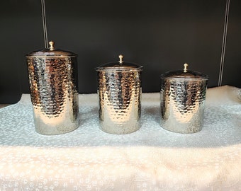 Hand hammered copper kitchen canisters,spice jars set of 3,copper container,sugar coffee tea canister set,copper box,seasoning container set