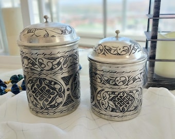 Handmade copper spice container,engraved copper sugar bowl,copper spice jar,home and kitchen decor,hand hammered copper spice canisters,gift