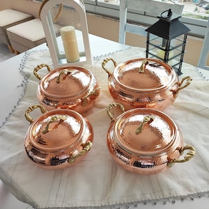 Pure copper cookware, 2mm solid copper utensil, cooking pot set, farmhouse kitchen decor, handmade copper, rustic hammered copper dishes