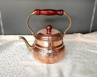 Copper tea pot,tea kettle,stovetop teapot,coffee tea makers,hand hammered copper,copper tea set,anniversary gift,kitchen decor, gift for her