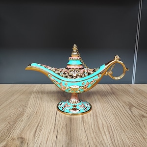 Aladdin's magic lamp, large genie lamp, aladdin's oil lamp,table centerpiece,unique home and decor,incense holder,christmas gifts,new favors