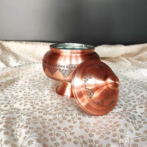 Copper spice jar,traditional sugar bowls,engraved copper spice canister,delight bowl,hazelnut bowl,decorative copper bowl,home kitchen decor