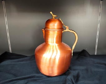 Jarra de cobre, jarra de cobre hecha a mano, decoración de cocina de cobre, jarra de cobre puro, decoración oriental del hogar, jarra para beber de todo, decoración de granja