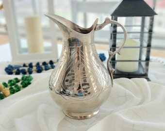Pure copper pitcher,handmade copper 2 liters jug, engraved copper pitcher vessel, jug for drinking water, moscow mule, copper kitchen decor