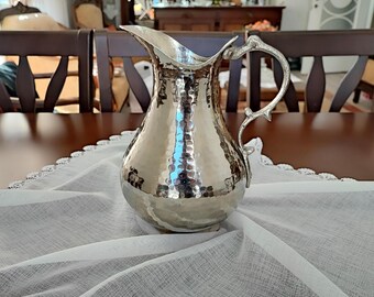 Jarra de cobre puro, jarra de cobre hecha a mano de 2 litros, jarra de cobre martillada a mano, jarra para agua potable, decoración de cocina de cobre, garrafa