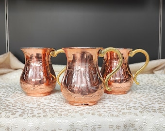 Caneca artesanal de cobre % 100, conjunto de copo gravado em cobre puro, caneca mula de moscovo, copos de cobre, copos de cobre, copo ecológico, ideia de presente de aniversário