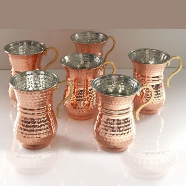 Turkish handmade copper mug set,copper mug handcrafted with brass handle,9 oz ,christmas gift,ayran cup,gift for wife