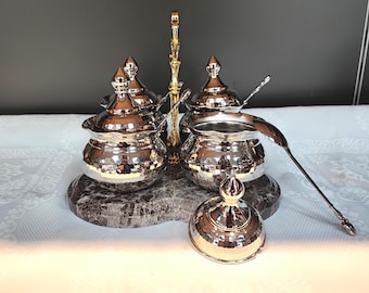 Copper sugar canister set of 4,handmade copper candy bowl,unique kitchen decoration, sugar serving set, spice serving bowl,table centerpiece