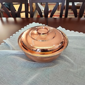 Pure copper pan without handles,copper frying pan with lid, cooking utensils, copper kitchenware,anniversary gift, copper pot, kitchen decor