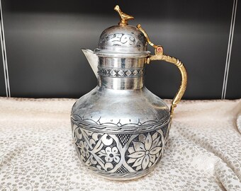 Jarra de cobre hecha a mano, jarra de cobre grabada, jarra de agua bordada, decoración de cocina única, jarra de agua hecha a mano, jarra de cobre, para ella