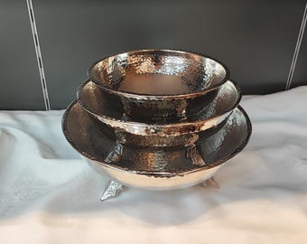 Large round copper bowl, hand hammered fruit bowl, copper salad serving plate, home and kitchen decor,table centerpiece, handmade candy bowl