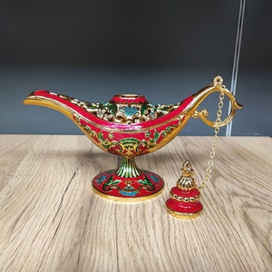 Handmade aladdin magic lamp,aladdin genie magic lamp,unique home decor,table centerpiece,incense holder,brass oil lamp,gift for kids,for her
