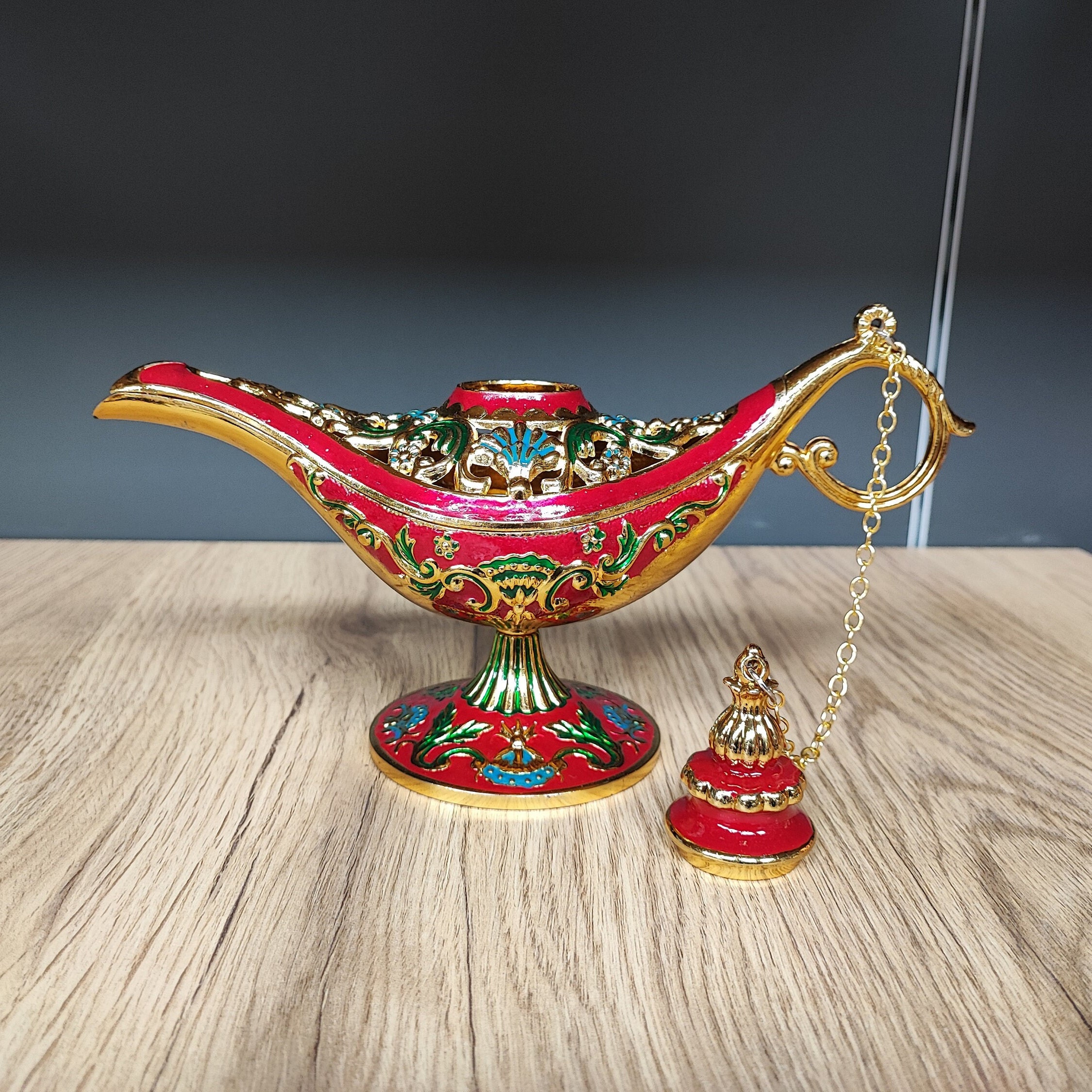 Brass Genie Oil Lamp Incense Burner Magic Lamp Middle Eastern