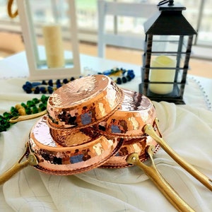 Copper frying pan,handcrafted copper omelette pan,kitchen vintage decor,real copper with brass handle,authentic kitchenware,handmade skillet