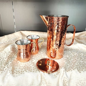 Kupfer Krug,gehämmerter Kupferkrug und Tassen,Trinkset, Tischdekoration, Einweihungsgeschenk, Weihnachtsgeschenkideen, Küche Wohndekor
