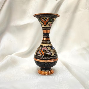 Decoratieve koperen vaas, gegraveerde koperen bloemenvaas, handgemaakte koperen vaas, uniek huis- en tuindecor, housewarming cadeau, tafel middelpunt
