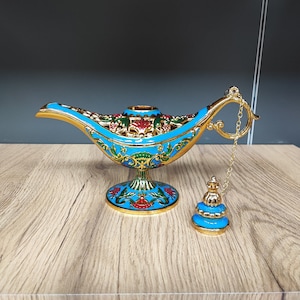 Genie aladdin’s lamp metal,unique home decor,disney genie lamp,table centerpiece,aladdin magic lamp,incense burner,home gift ideas, for kids
