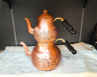 Copper tea set,handmade copper teapot,hand hammered teapot,stovepot teapot,copper tea kettle,home and kitchen decor, engraved copper teapots