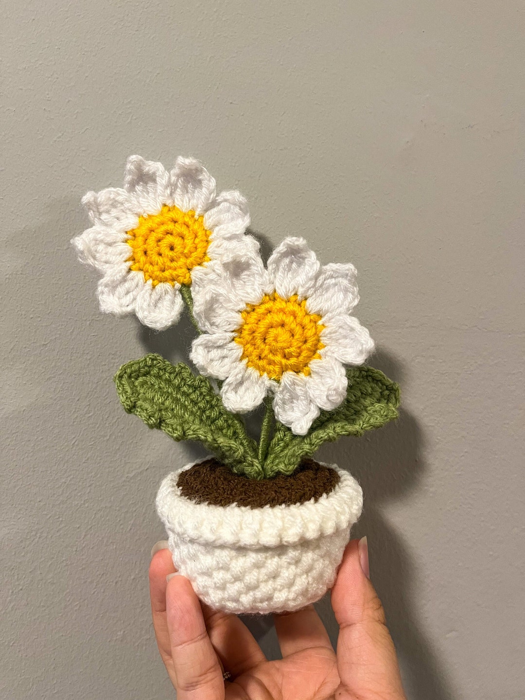 Mewaii Crochet Daisy Crochet Flowers and Potted Plants Decoration DIY with  Easy Peasy Yarn Mother's Day Gifts