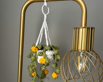Crochet Hanging Plant: Car Rearview Mirror Decor