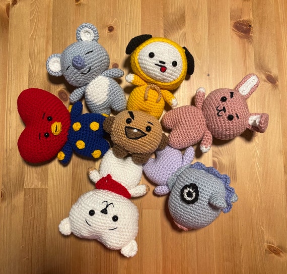 BTS BT21 Crochet Plushies cooky, Koya, Chimmy, Tata, Shooky, Mang, and RJ 