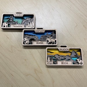 Personalized Luggage Tags, wood Engraved Travel Gift Bag tag, 3D, Texas,  Handmade wood bag tag