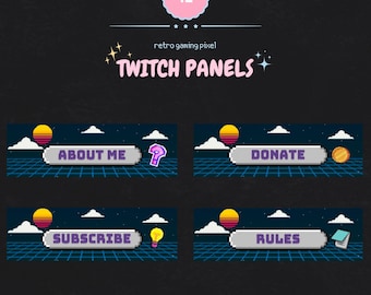 Retro Gaming Pixel Twitch Panels: Arcade Colors (Digitaler Download)