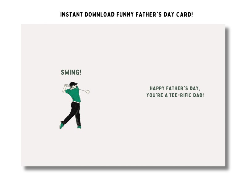 Printable Father's Day Card Golf | Funny Golf-themed Greeting Card for ...