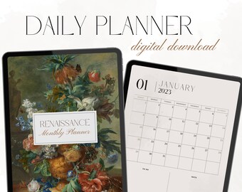 Digital Daily Journal, Modern Templates, Renaissance Flower Journal, Digital Diary, Digital Journal for iPad, Goodnotes and Notability