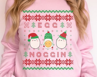 Egg Noggin Ugly Christmas Sweater Eggnog Christmas Sweatshirt Cute Ugly Christmas Sweater Chibi Christmas Sweatshirt Kawaii Christmas Etsy