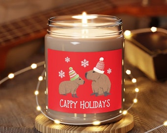 Cappy Holidays Spice Scented Candle, Capybara Christmas Candle, Capybara Candle, Gift for Capybara Lover, Capybara Christmas Gift