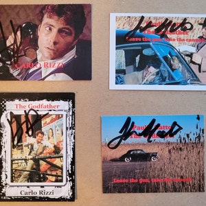 2 tarjetas de Gianni Russo Carlo y 2 Johnny Martino Paulie firmaron tarjetas de PADRINO