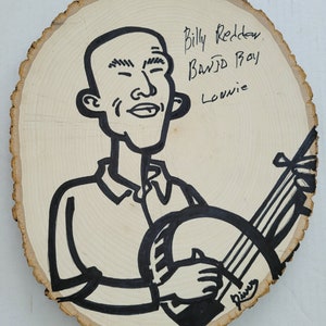 Billy Redden Banjo Boy gesigneerd 12x10 origineel schilderij op hout DELIVERANCE