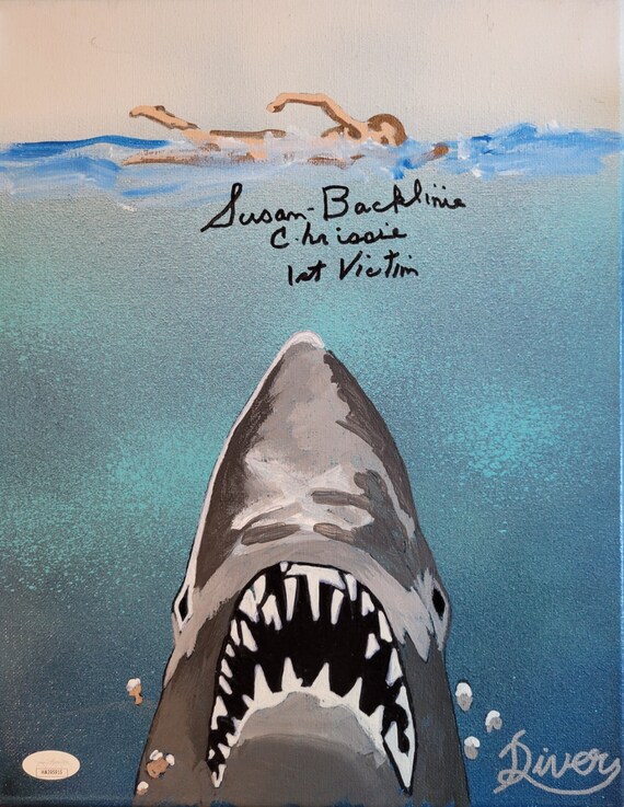 Susan Backlinie Signed JAWS 11x14 Original Canvas Painting 1st Etsy