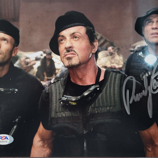 Randy Couture signed 8x10 photo The Expendables Sylvester Stallone Jason Statham PSA DNA