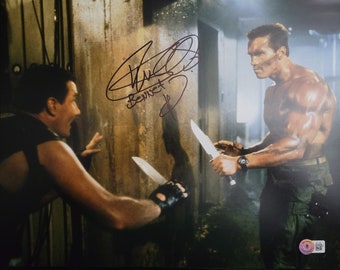 Vernon Wells Bennett signed 11x14 photo Commando Arnold Schwarzenegger Beckett coa