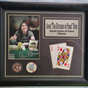 Annie Duke Dutchess of Poker signiert 11x14 gerahmtes Foto + Chips & Karten Flop Gear