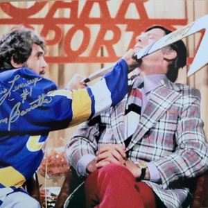 Yvon Barrette Denis Lemieux signed 8x10 photo SLAP SHOT
